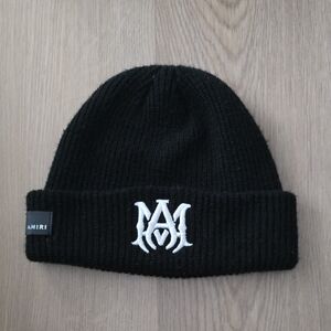 AMIRI Black Knit Logo Beanie